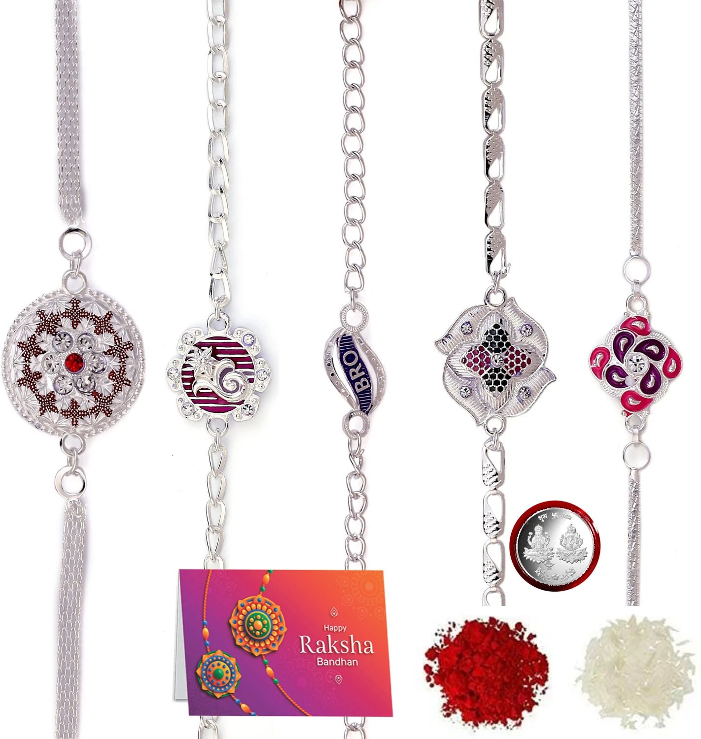 megharsh Bracelet Rakhi combo Assorted Rakhi, Chawal Roli Pack Set-picture-20