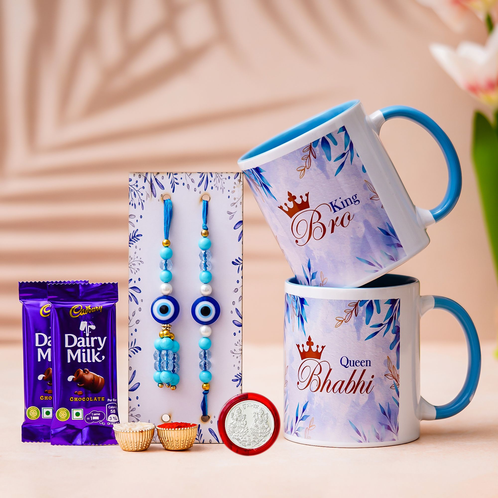 cadbury Bhaiya Bhabhi Evil Eye Bhaiya Bhabhi Lumba Rakhi Combo With Ceremic Mugs and Chocolates Assorted Rakhi, Mug Set-picture-13
