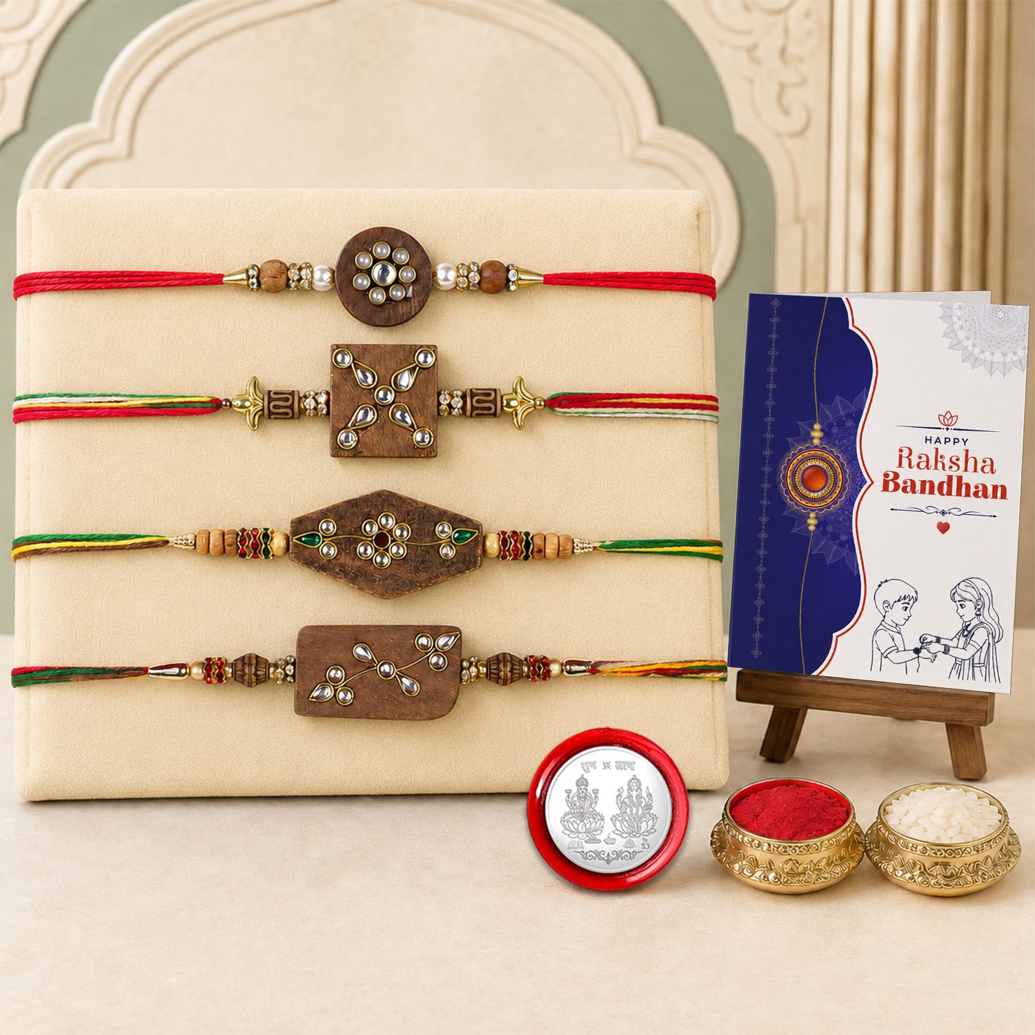 deodap Designer Rakhi With Rakhi|Roli-chawal|Coin|Greeting Card_K4_1902+1901+1906+1907 Assorted Rakhi Set-picture-33