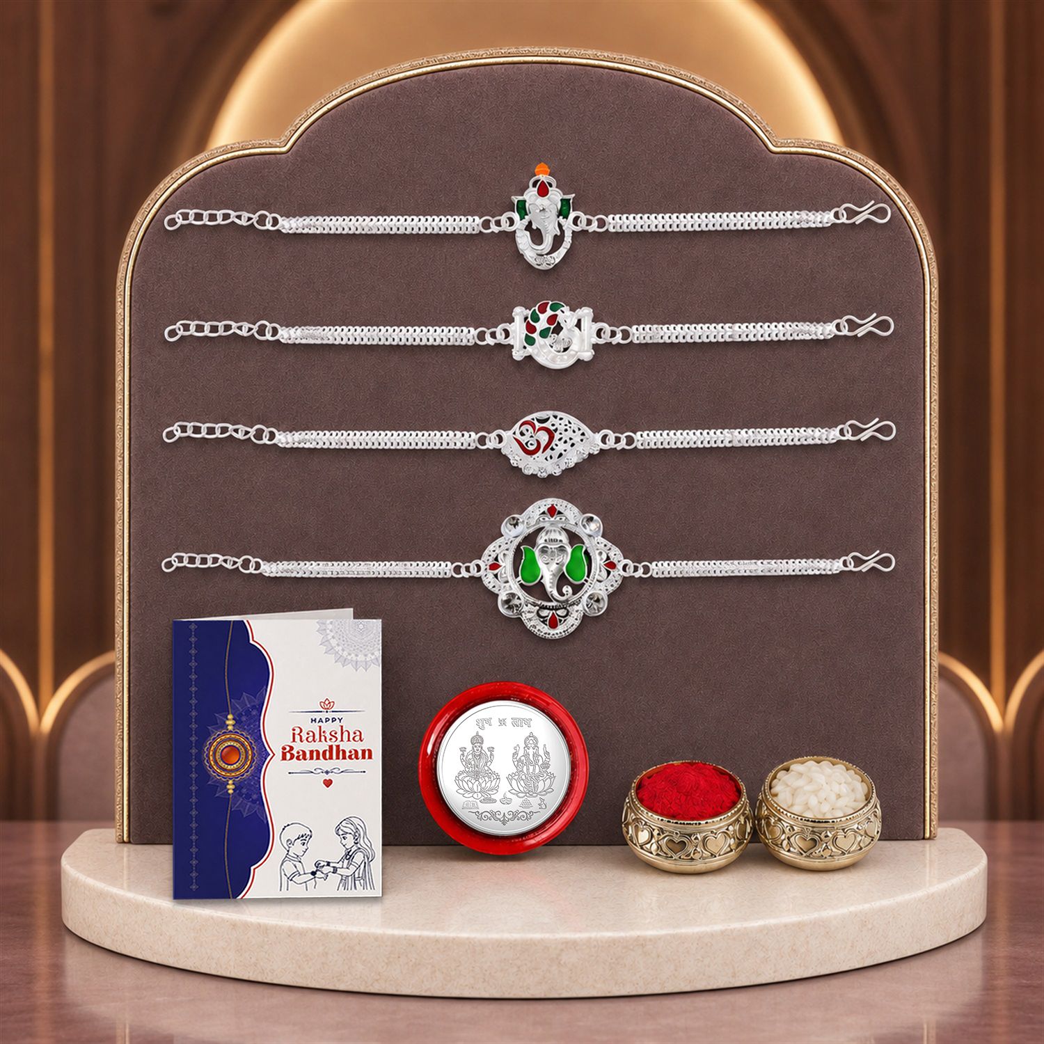 deodap Designer Rakhi With Rakhi|Roli-chawal|Coin|Greeting Card_K4_A25+A7+A63+A73 Assorted Rakhi Set-picture-29
