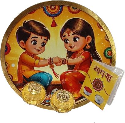 pooja tilak thali | roli chawal decorative platter set for rakhsha bandhan. assorted thali set