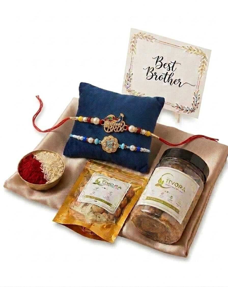 Designer Gift Hamper Mauli Thread Rakhi Set-image-27