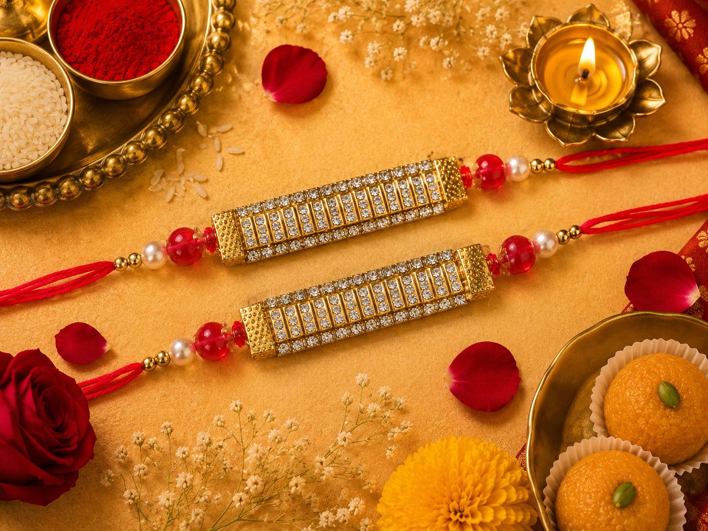 Bhaiya Bhabhi RAKHI 203 Yarn Lumba Set-image-9