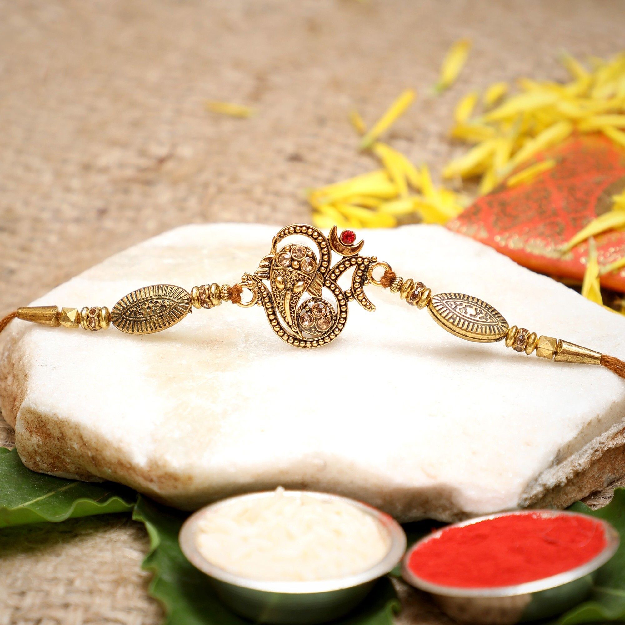 flipkart smartbuy Religious S-7 Gold Finish Chawal Roli Pack, RakhiSet-picture-12