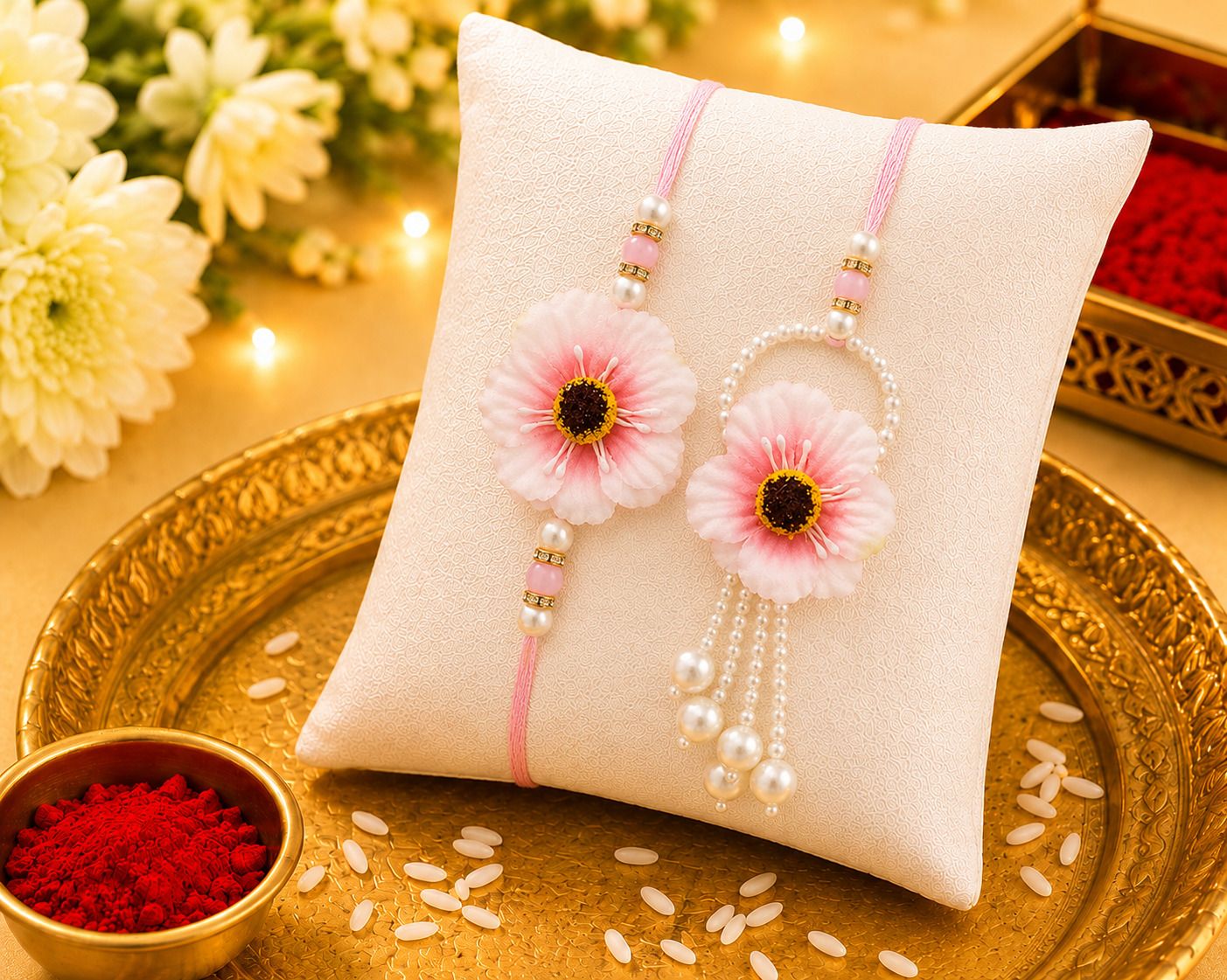 dp crafts Designer Couple Rakhi Set for Bhaiya Bhabhi | Lumba Rakhi Combo | Raksha Bandhan Special Mauli Thread Rakhi, Lumba Set-picture-10