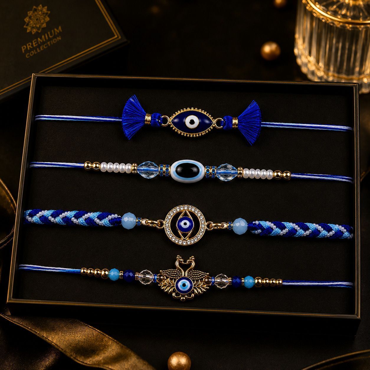 Premium Evil Eye Rakhi Combo for Brother | Nazar Rakhi Collection Kundan Rakhi Set-image-35