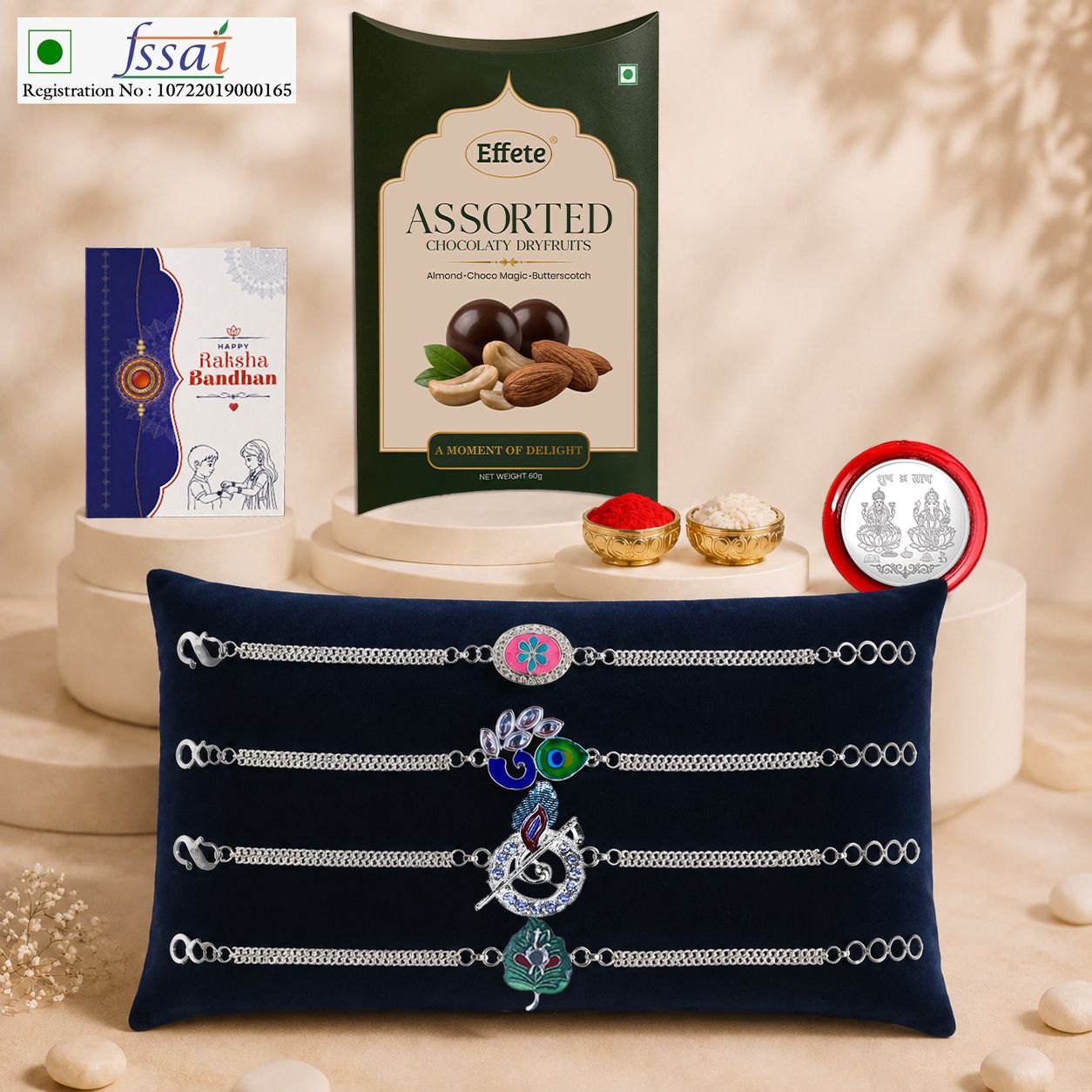 deodap Designer Rakhi With Chocolate|Roli-chawal|Coin|Greeting Card_K4_D14+D23+D22+D26+AS60 Assorted Rakhi Set-picture-28