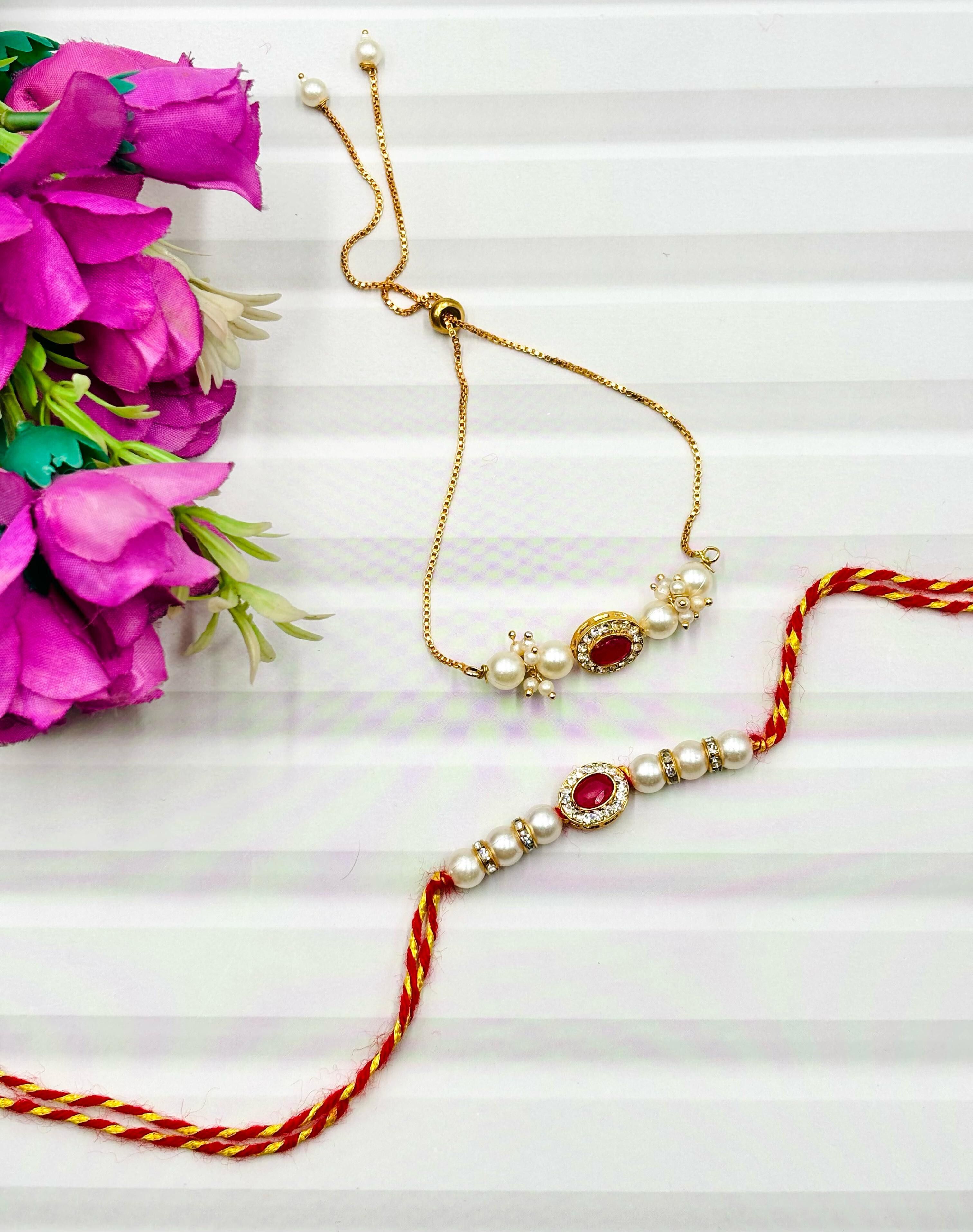 waheguru Bhaiya Bhabhi 167 Pearl Rakhi Set-picture-20