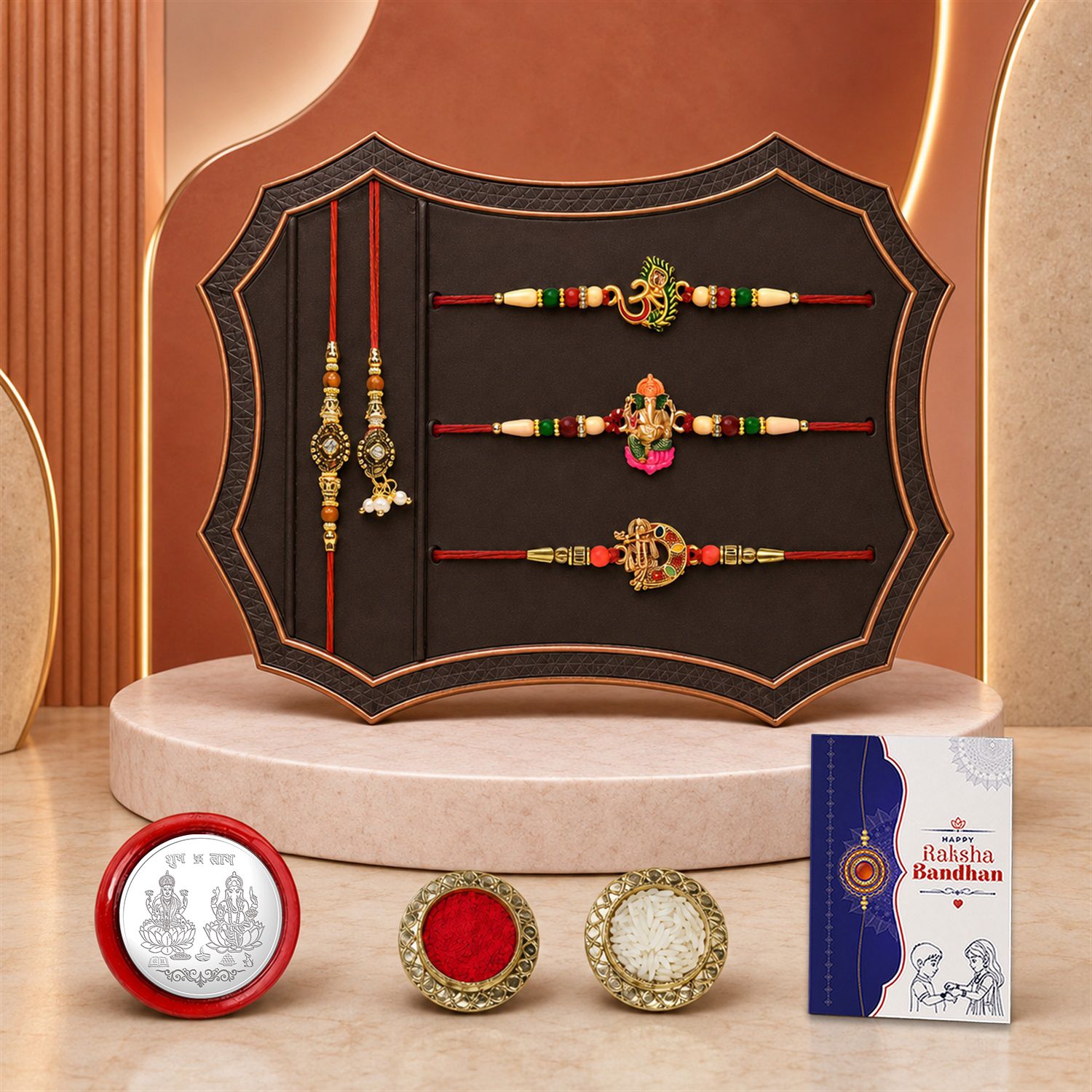 deodap Designer Rakhi With Rakhi|Roli-chawal|Coin|Greeting Card_K4_308+955+268+195 Assorted Rakhi Set-picture-13