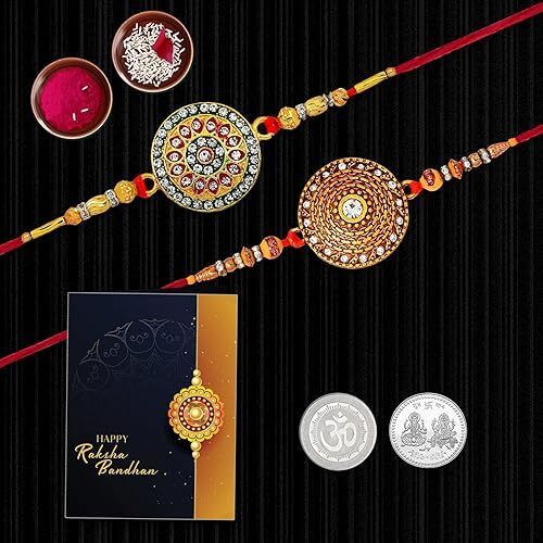 Designer Rakhi Combo Gift Set for Brother ||Y22K2_601+604 Assorted Rakhi Set-image-47