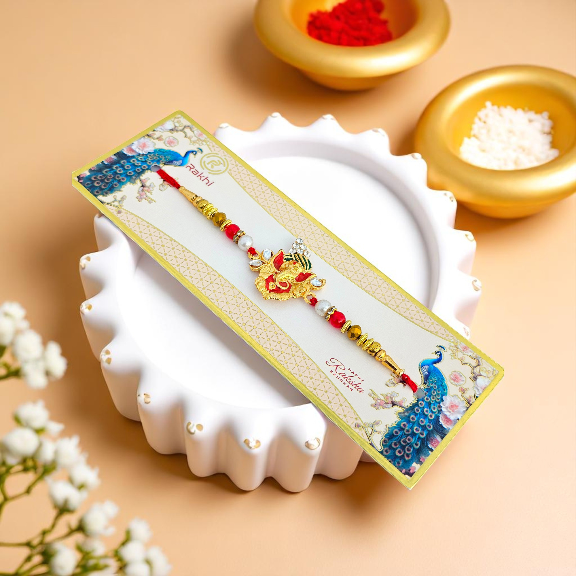parag rakhi Designer Rakhi Gift Combo Set for Brother Rakhi for Brother Pearl Rakhi Set image 1
