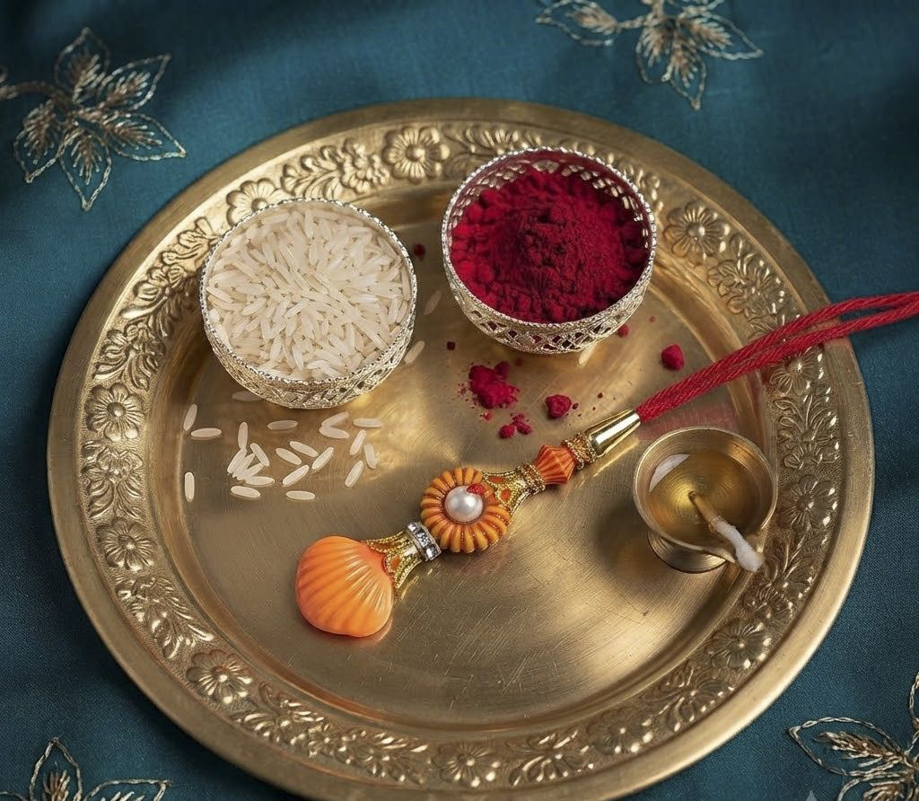 Designer Rakhi With Roli and Chawal Assorted Chawal Roli Pack, Rakhi Set-image-19