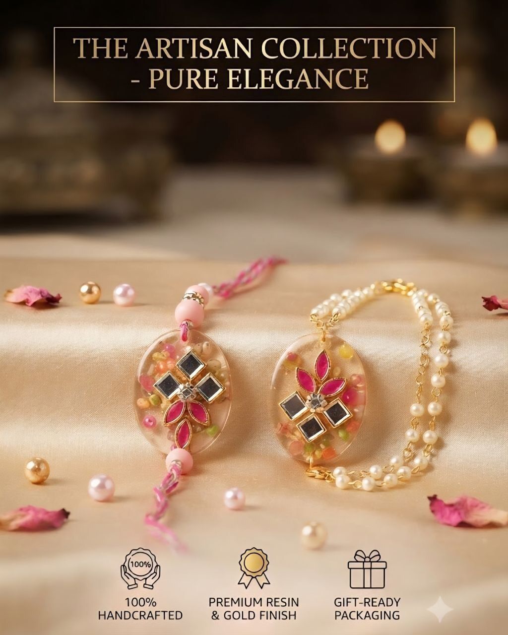 tushar Bhaiya Bhabhi CPLRKHI06 Assorted, Kundan Chawal Roli Pack, Rakhi, Thali Set-picture-2