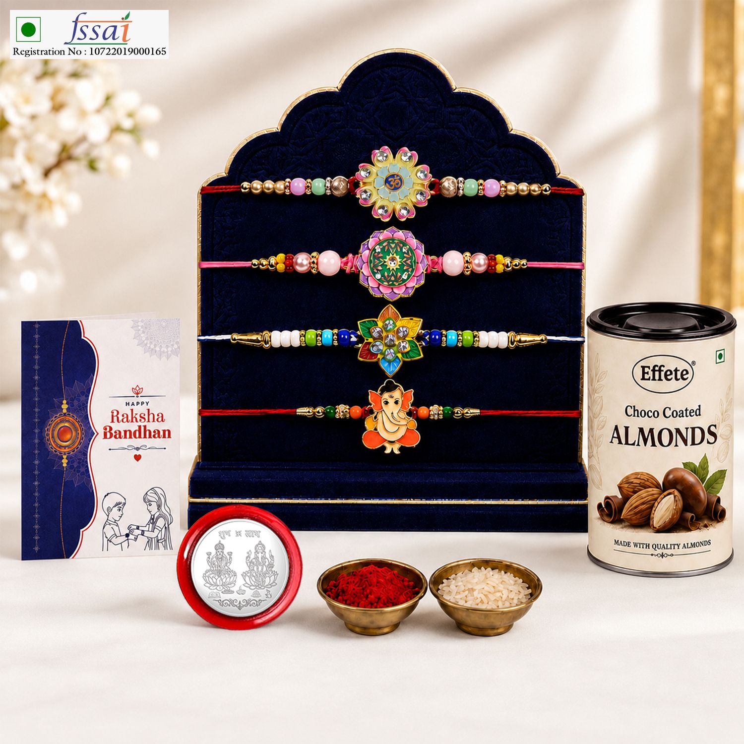 Rakhi With Chocolate|Roli-chawal|Coin|Greeting Card_K4_1236+1024+1057+255+CA96 Assorted Gift Box-image-48