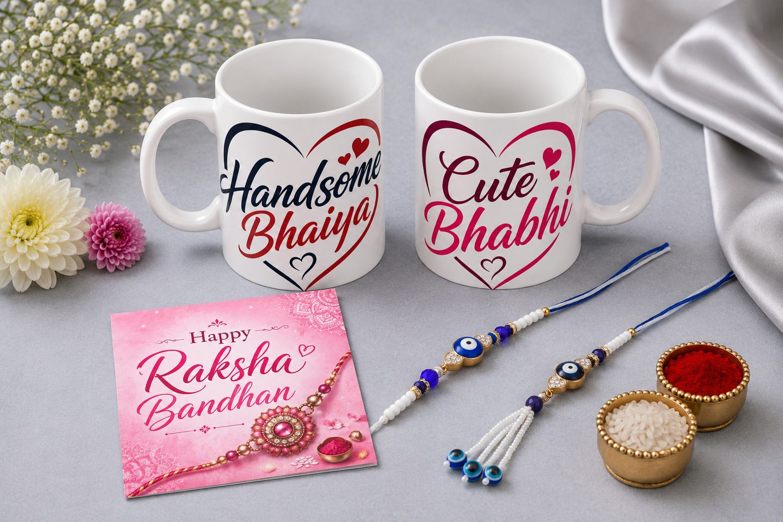 Scented Designer Evil Eye Lumba Rakhi Combo L-Evil New4 Assorted Chawal Roli Pack, Greeting Card, Rakhi, Mug Set-image-32