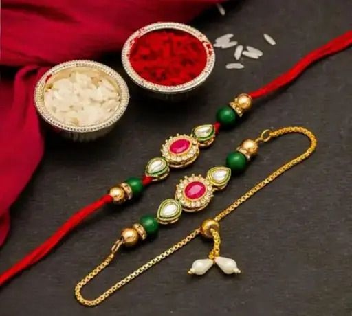 vip fashions Bracelet falki Kundan Rakhi Set-picture-14