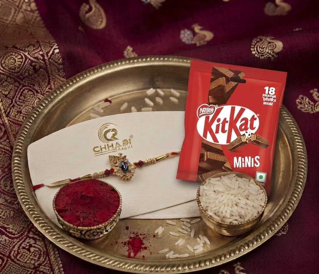 simbex Designer Shree Shayam Rakhi With Kit Kat Pack Assorted Chawal Roli Pack, Rakhi Set-picture-13