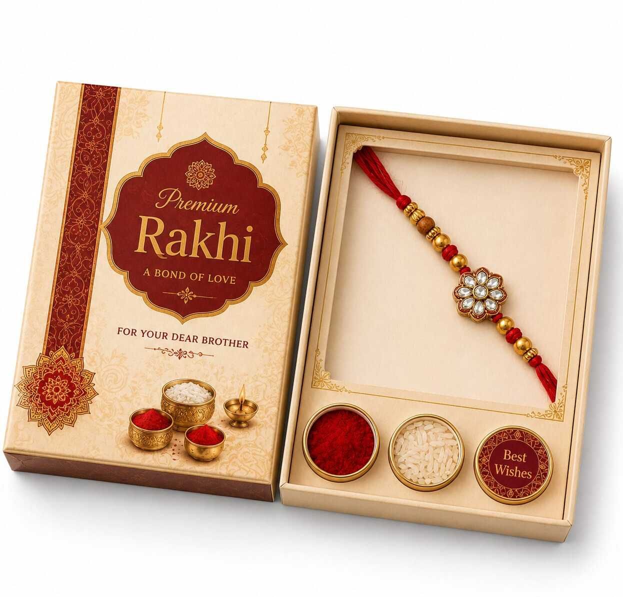 sangam Designer RAKHIPRO007 Jute, Mauli Thread, Plastic (PVC), Yarn Rakhi, Greeting Card Set-picture-52