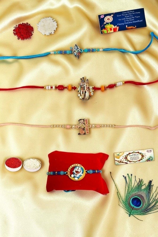 sprha Kids RA 2634 Gold Finish Rakhi Set-picture-11