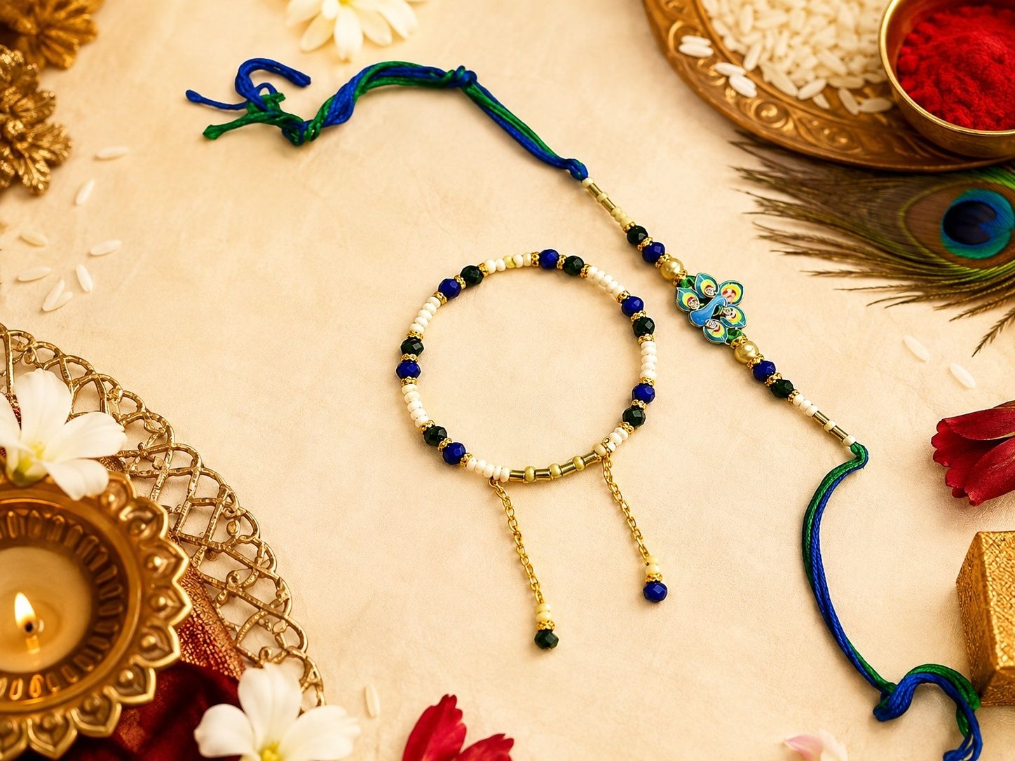 myra fashions Bhaiya Bhabhi BBR001 Mauli Thread Rakhi Set-picture-44