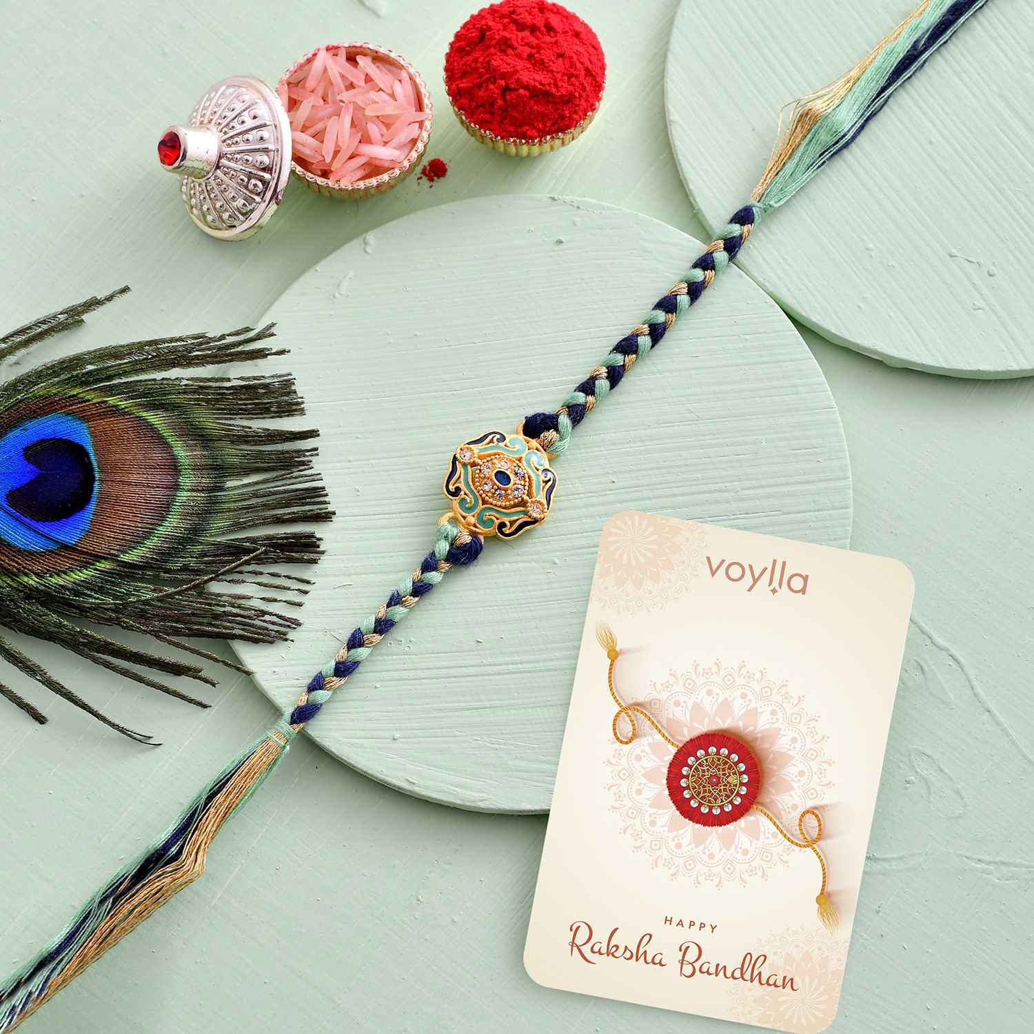 voylla Designer 8905124524987 Mauli Thread Rakhi Set-picture-12