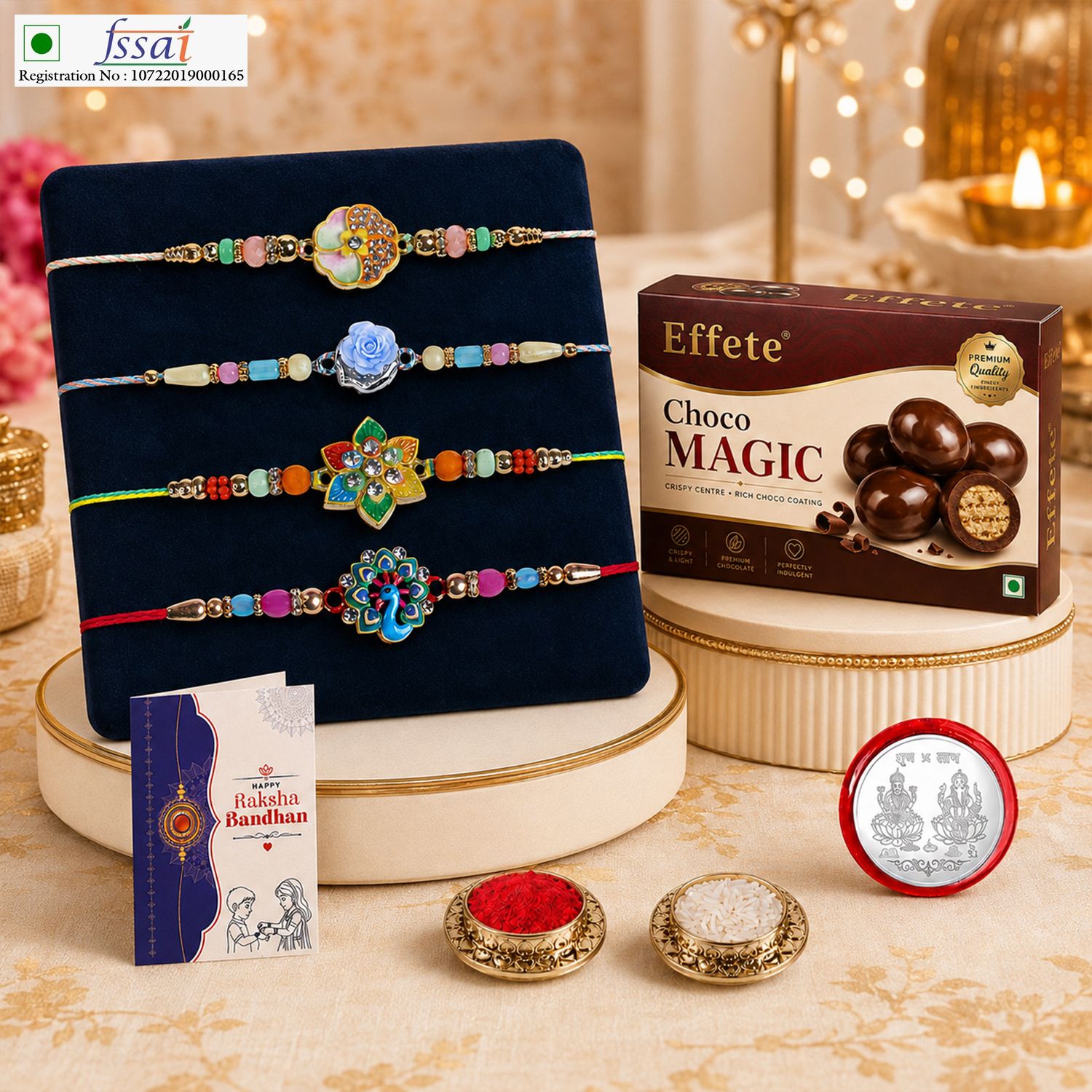 deodap Designer Rakhi With Chocolate|Roli-chawal|Coin|Greeting Card_K4_1897+1900+1913+1894+CM32 Assorted Rakhi Set-picture-32