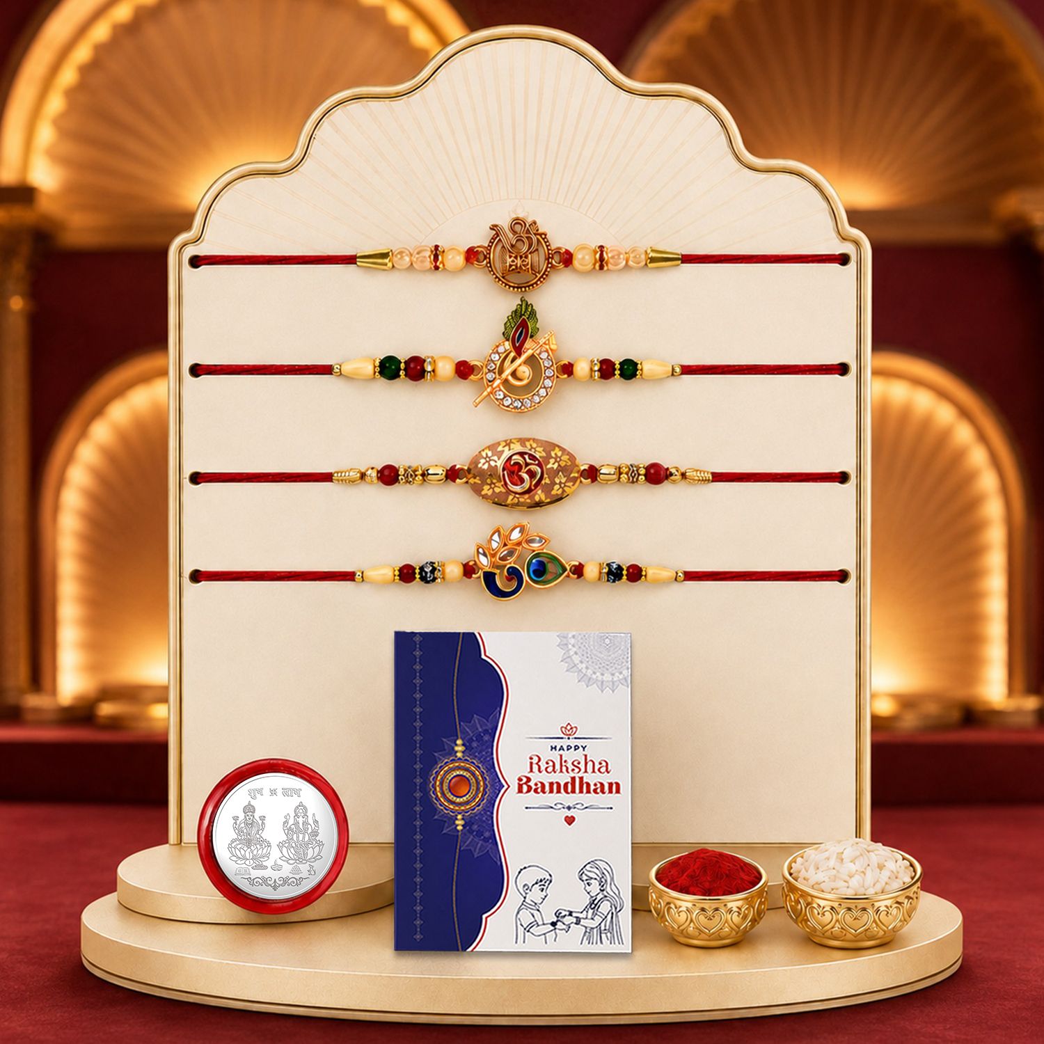 deodap Designer Rakhi With Rakhi|Roli-chawal|Coin|Greeting Card_K4_191+703+295+535 Assorted Rakhi Set-picture-36