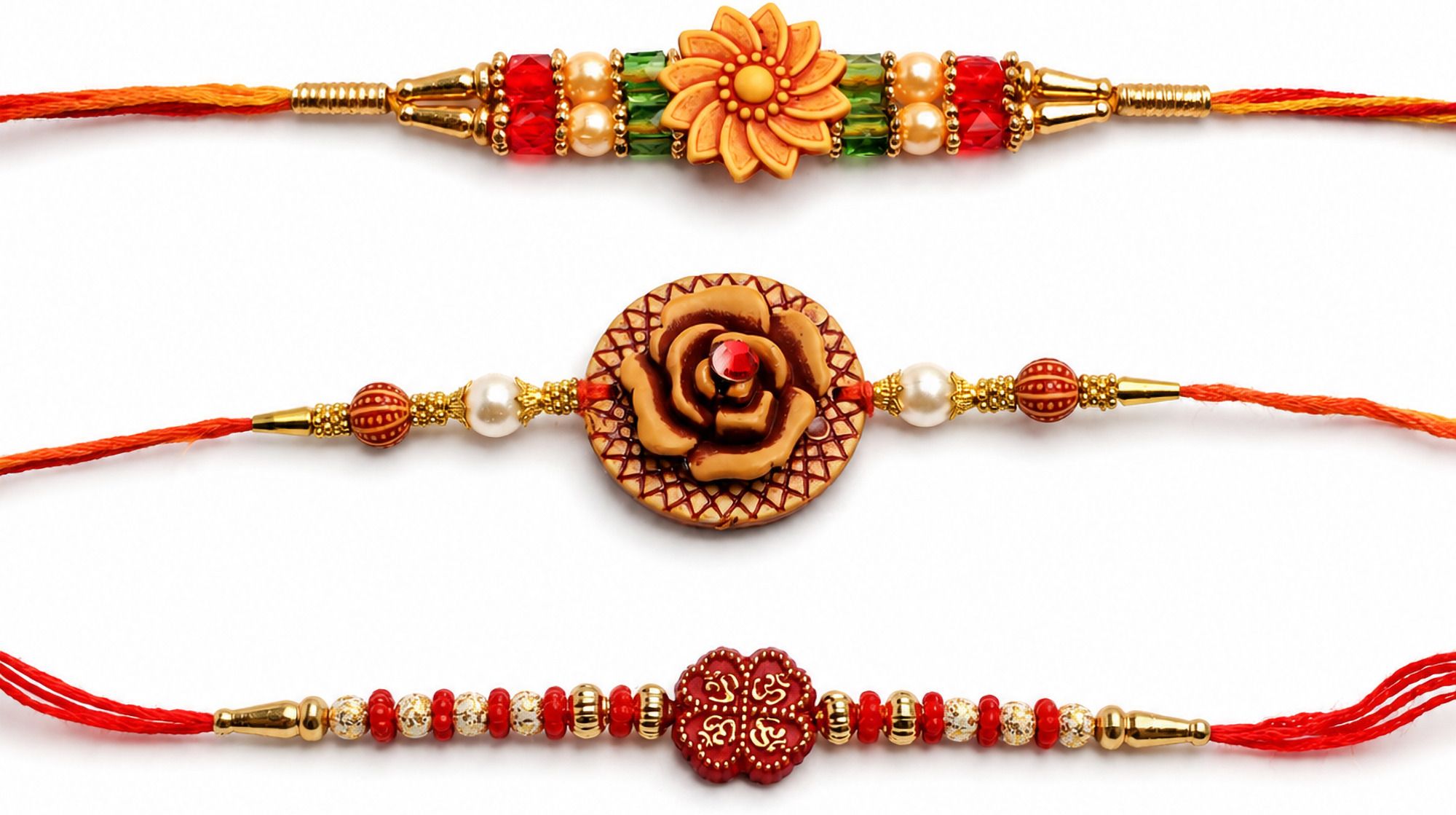 Designer RNG-RK-MEN-WDFLR-3-26 Assorted Rakhi, Chawal Roli Pack Set-image-26