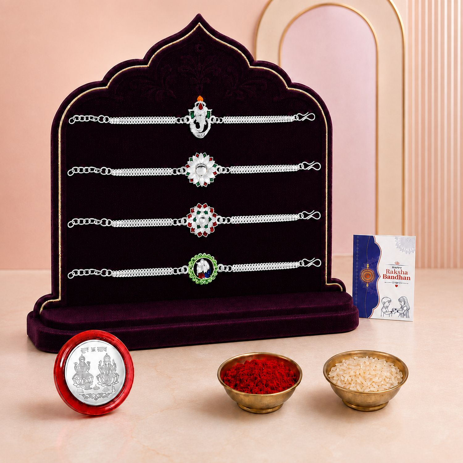 deodap Designer Rakhi With Rakhi|Roli-chawal|Coin|Greeting Card_K4_A25+A4+A36+A3 Assorted Rakhi Set-picture-18