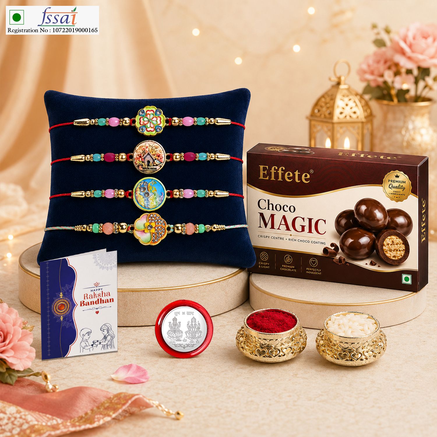 effete Rakhi With Chocolate|Roli-chawal|Coin|Greeting Card_K4_1885+1887+1890+1897+CM32 Assorted Gift Box-picture-28