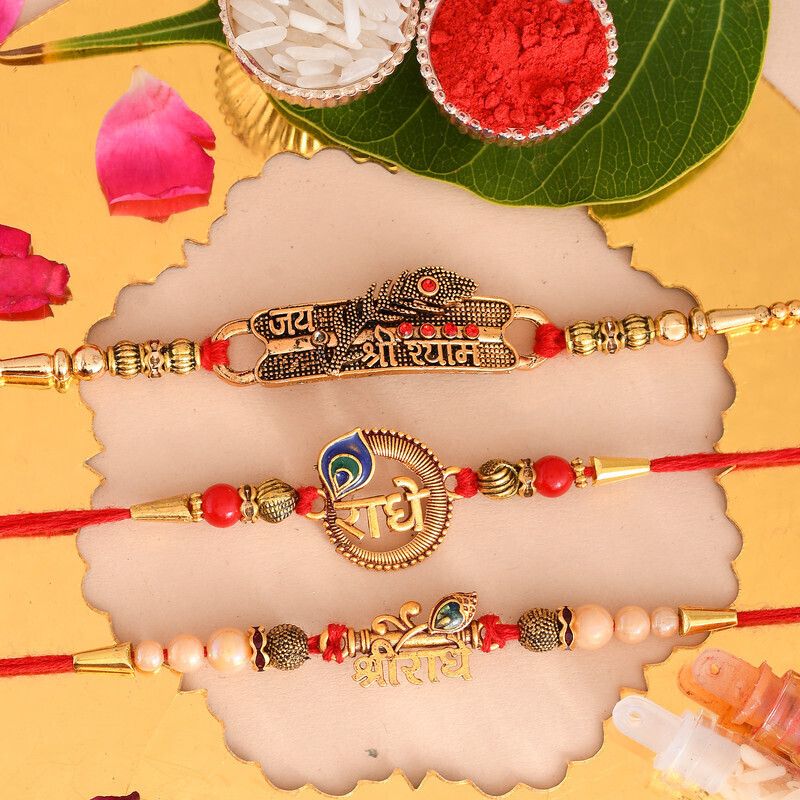 Religious 24-111-RR-SRDH-JSS-3PCS, Rakhi for brother Mauli Thread Rakhi, Greeting Card, Chawal Roli PackSet-image-48