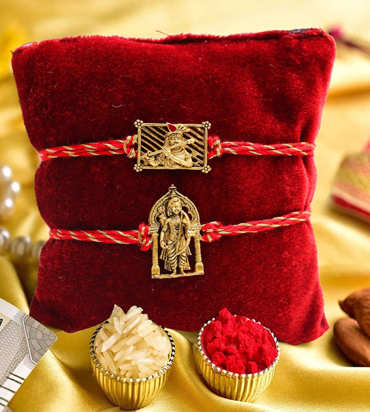 tied ribbons Religious TR-RB23-Bro-Setof2Rakhi-NK014 Assorted Rakhi, Greeting Card, Chawal Roli Pack Set-picture-11