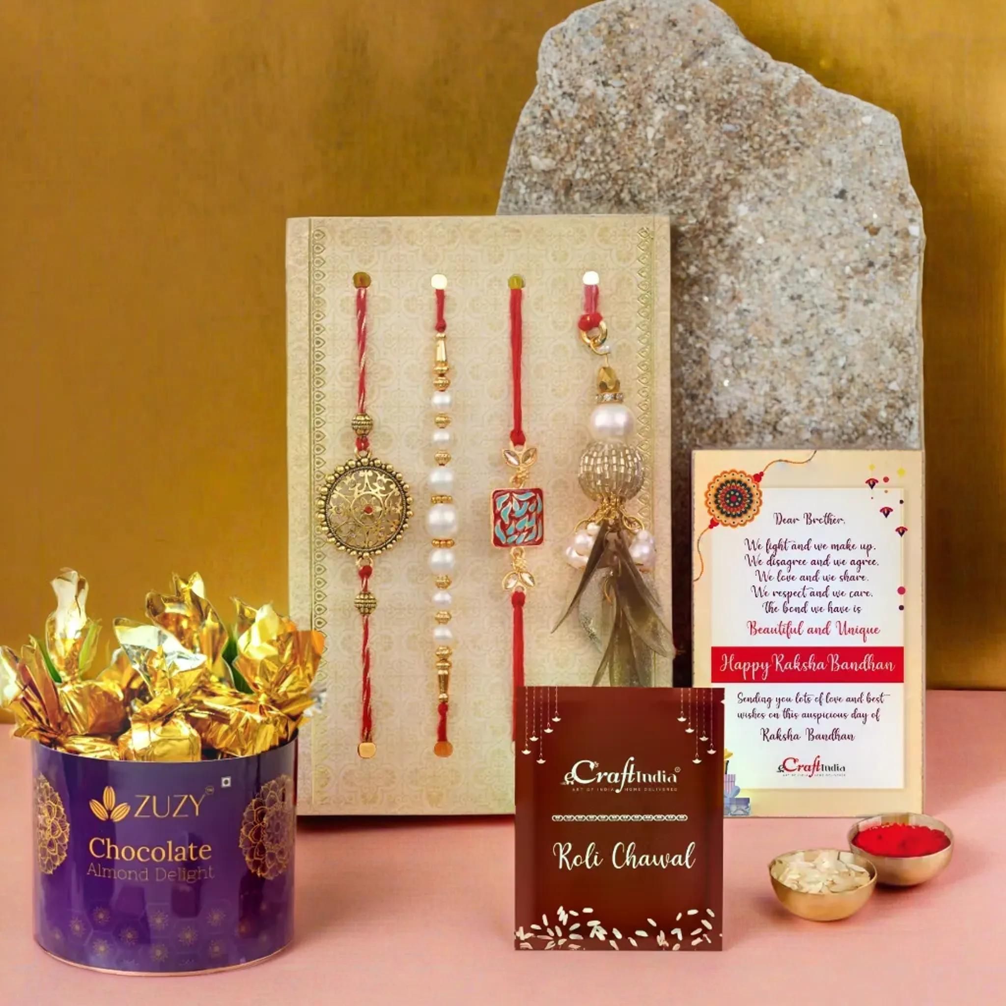 ecraftindia Bhaiya Bhabhi D1434P6C6CC9 Assorted Rakhi Set-picture-30