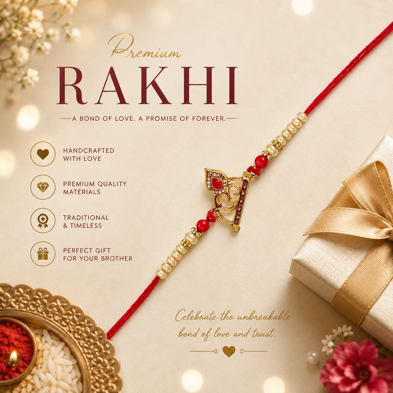 masun Traditional Om Rakhi RKI45 New6 Assorted Chawal Roli Pack, Greeting Card, Rakhi Set-picture-39