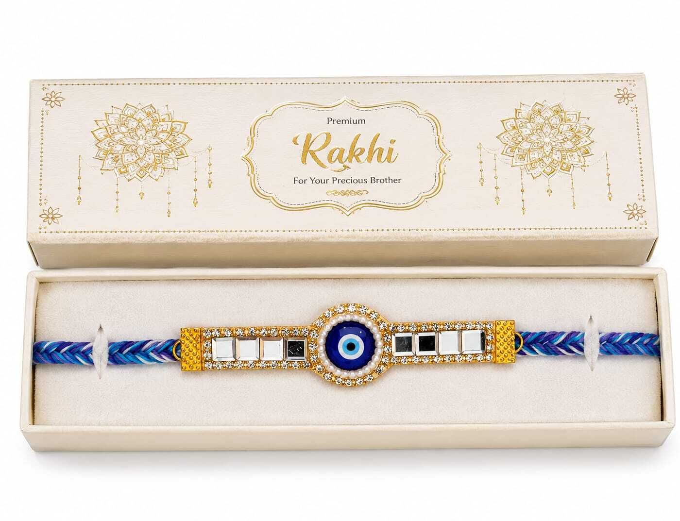 Bracelet RAKSHABANDHAN007 Jute, Kundan, Mauli Thread, Plastic (PVC) Rakhi, Bluetooth Rakhi Set-image-17
