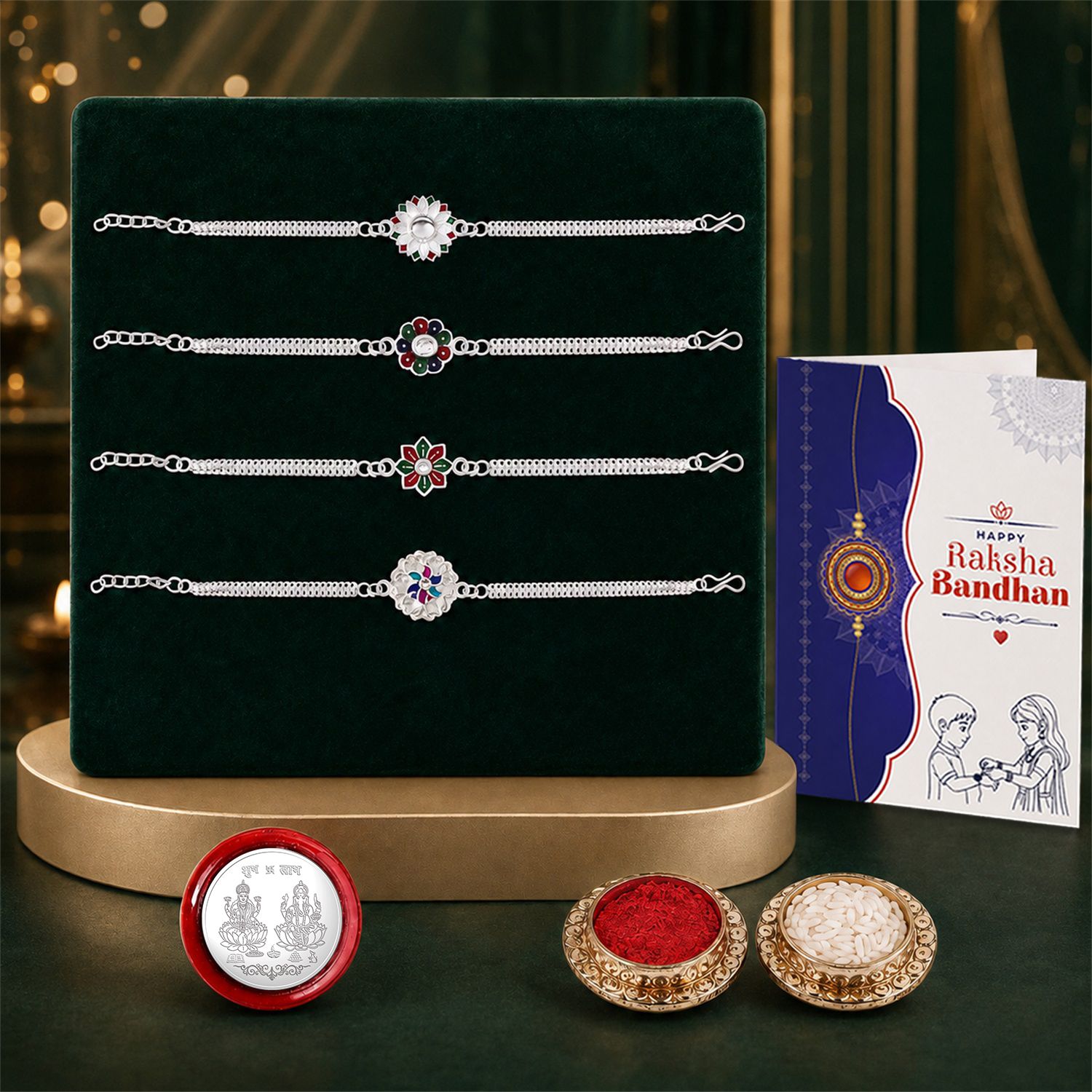 deodap Designer Rakhi With Rakhi|Roli-chawal|Coin|Greeting Card_K4_A4+A28+A26+A84 Assorted Rakhi Set-picture-21