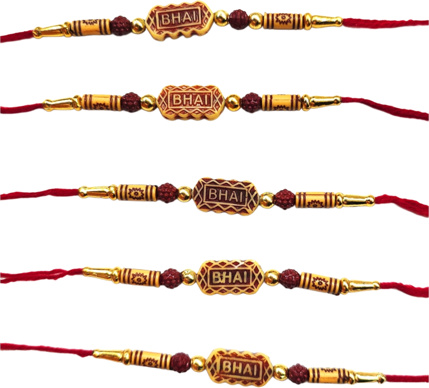 gehna crafted with love Rudraksh Bhai Name Rakhi Mauli Thread Rakhi Set image 1