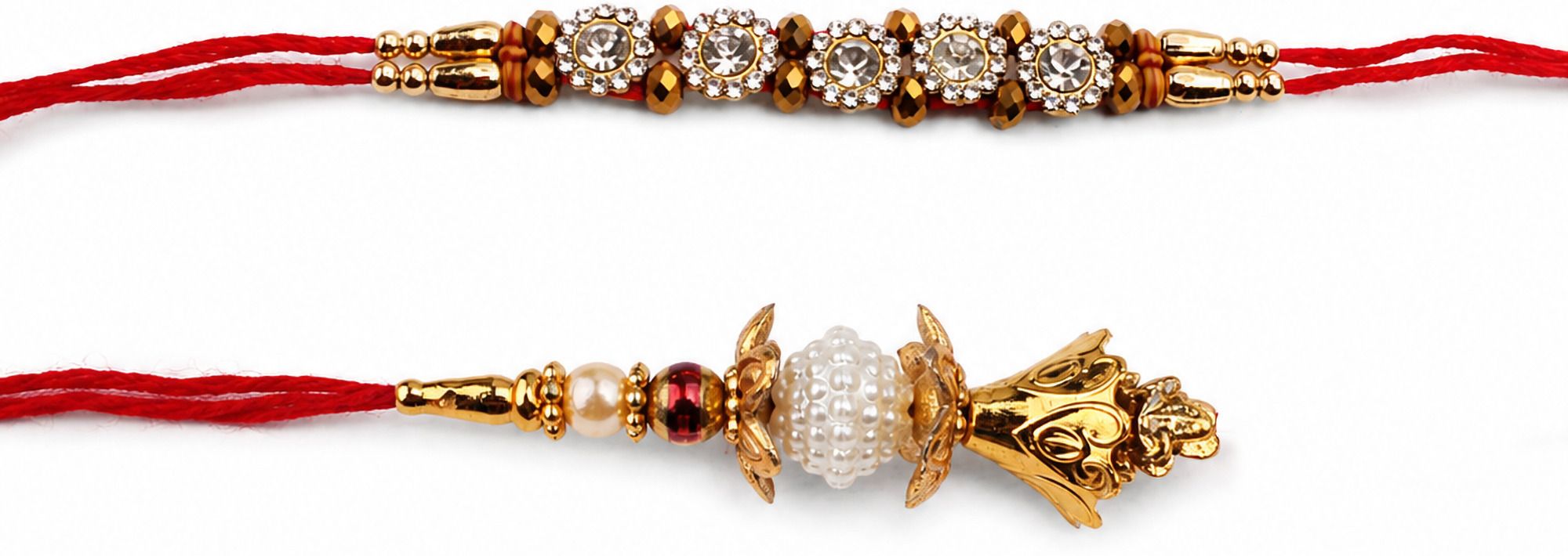 rngems Bhaiya Bhabhi RNG-RK-BB-CRYPRL-2-26 Pearl, Gold Finish Rakhi, Lumba, Chawal Roli Pack Set-picture-13