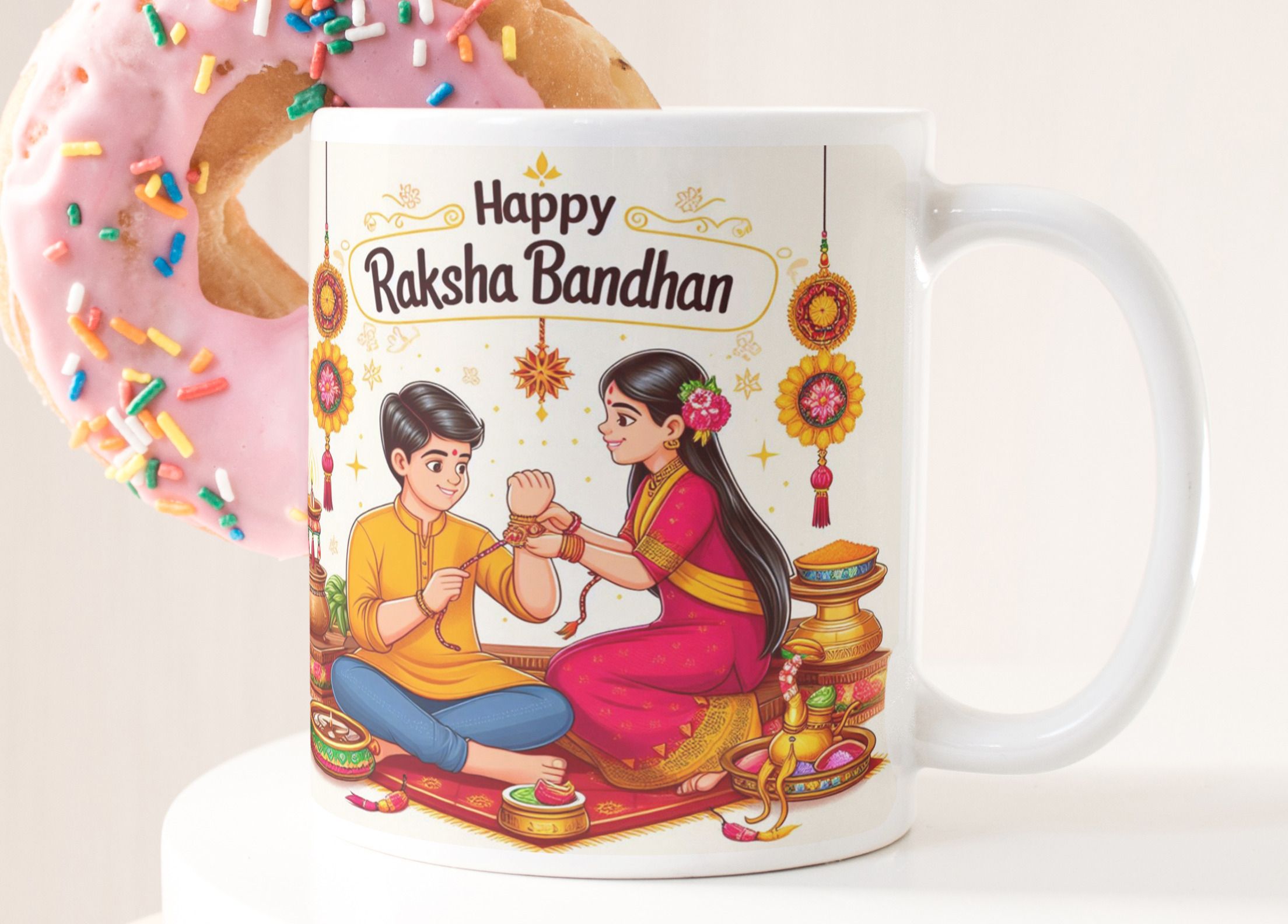 aurima Raksha Bandhan Printed Cup RKBD7 New2 RKBD7 New2 Ceramic Coffee Mug-picture-10
