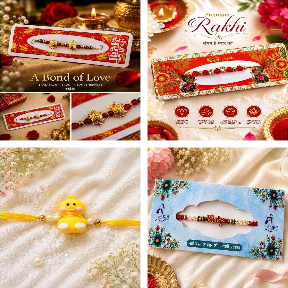 ishanadecor Designer TFD3038 Assorted Rakhi Set-picture-15