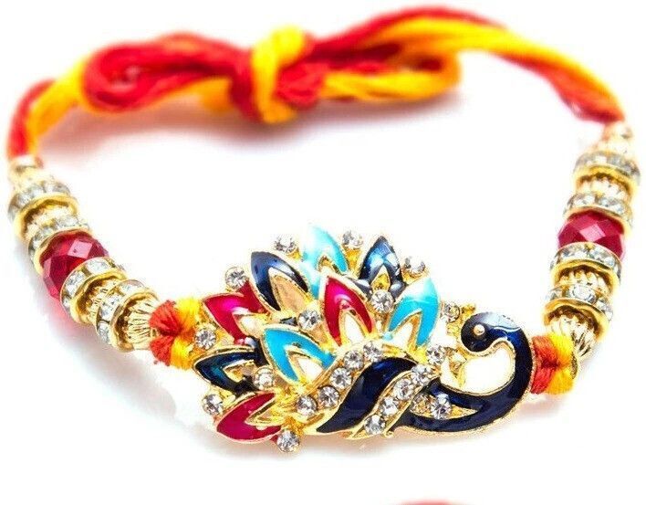 dreamlivproducts Designer Attractive rakhi Stone Rakhi Combo of 1 Rakhi For Brother With Greeting Card Roli Chawal Assorted Rakhi, Greeting Card, Chawal Roli Pack Set-picture-17