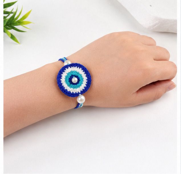 radhey enterprise Bracelet Evil Eye Rakhi Set For Brothers, Crochet Rakhi Yarn Rakhi Set-picture-0