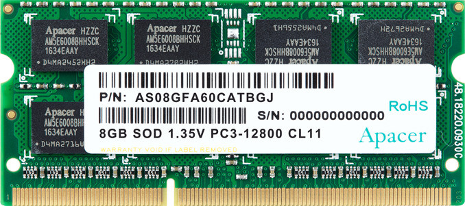 Apacer 1 DDR3 8 GB (Dual Channel) Laptop (DDR3 NOTEBOOK MEMORY MODULE) image 1
