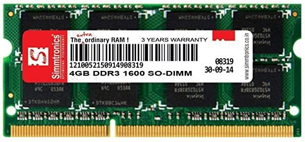 SIMMRTONICS DDR3 1600 4GB LAPTOP DDR3 4 GB (Single Channel) Laptop (DDR3 1600 4GB LAPTOP) image 1