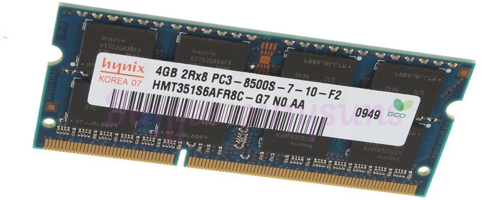 Hynix 4GB DDR3 1066 (PC3-8500S) LAPTOP DDR3 4 GB (Dual Channel) Laptop (MFG. SEE PIC) image 1