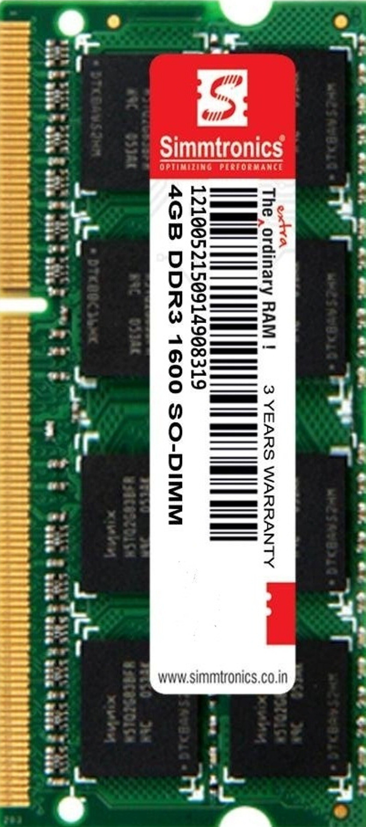 simtronics 4 gb ddr3 laptop 1600. DDR3 4 GB (Single Channel) Laptop (DDR3 1600MHZ LAPTOP 4gb) image 1