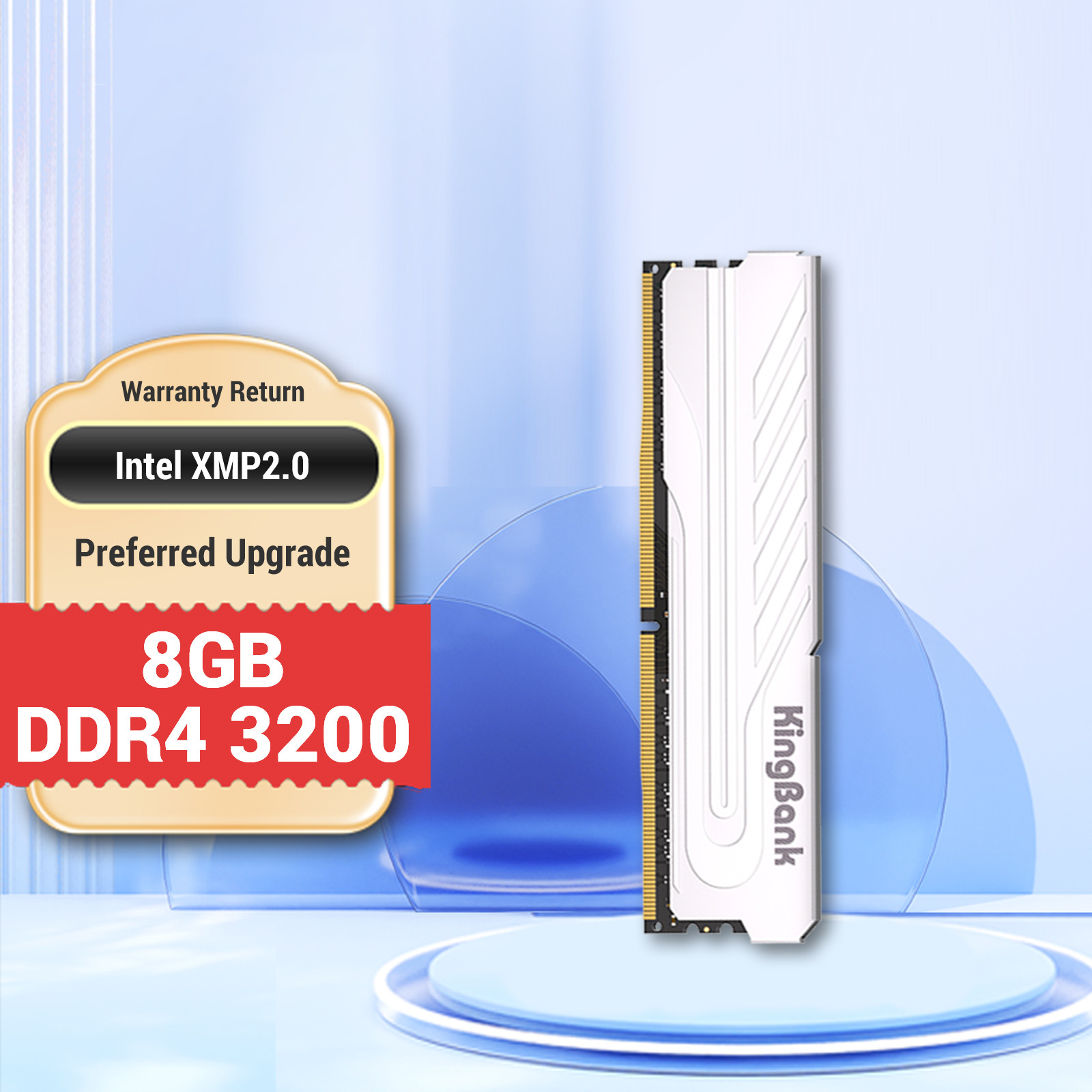 KINGBANK Silver Heatsink 3200 MHz KJXS/KJUS DDR4 8 GB (Single Channel) PC DDR4 UDIMM (DDR4 DIMM Silver Heatsink) image 1