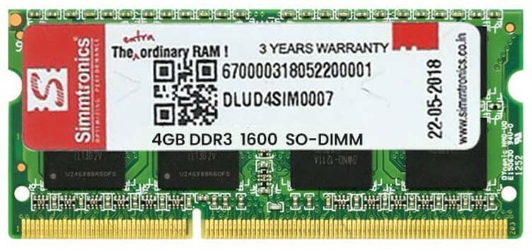 simtronics RAM DDR3 4 GB Laptop SDRAM (1600) image 1