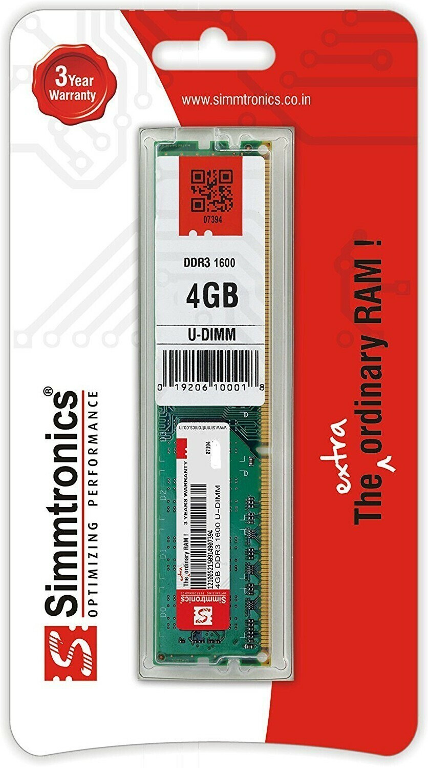 simtronics 4 GB DDR3 1600 DDR3 4 GB (Single Channel) PC (Simmtronics) image 1