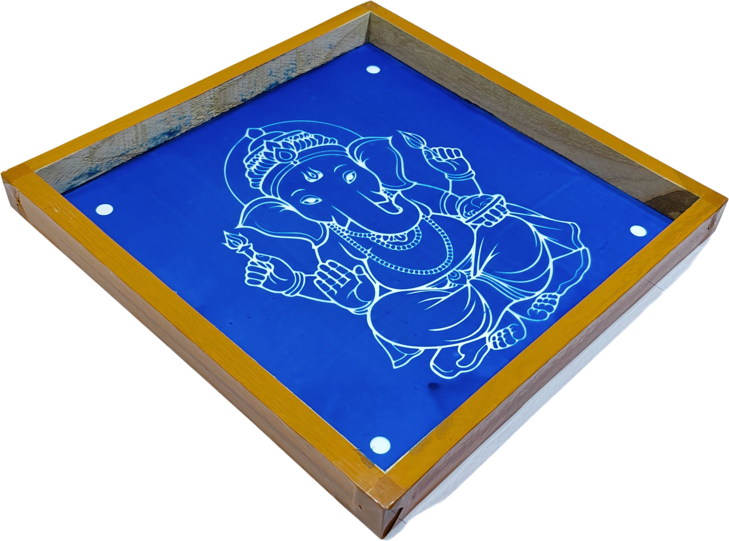 aalayam selveer Ganesha Rangoli Stencil(Big) 10x10 Inches, Wooden Frame Rangoli Stencil-picture-10